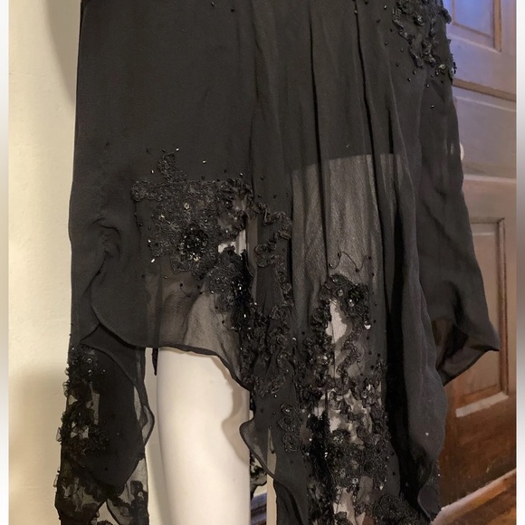 Vintage 90’s Y2K Silk Dress Beaded Dress Fairy Prom Black Silk Slip Whimsy goth - Picture 9 of 17